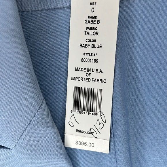 NEW Theory ‘Gabe B - Tailor’ Stretch Wool Blazer Jacket in Mist Blue - Picture 6 of 8